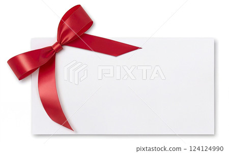 ribbon bow greeting card mockup on transparent background 124124990
