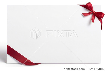 ribbon bow greeting card mockup on transparent background 124125002