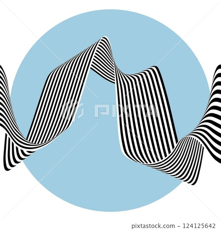 Abstract black and white wave with blue circle. Eps 10 124125642
