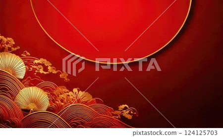 AI 圖像:紅色背景搭配金色裝飾 AI 圖像:紅色背景搭配金色裝飾 124125703