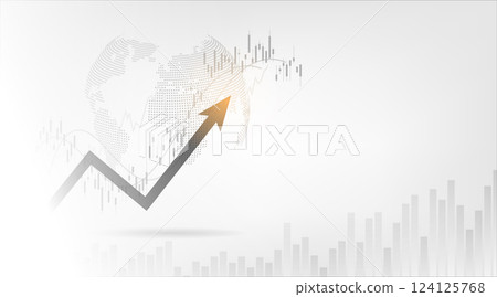 Stock market or forex trading graph and candlestick chart suitable for financial investment concept. Economy trends background for business idea and abstract finance background. Vector illustration. 124125768