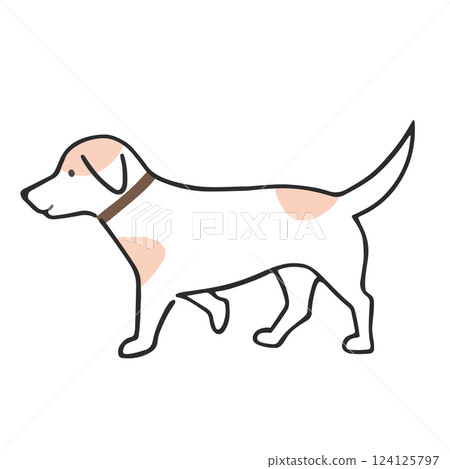 一隻戴著項圈的小狗的插圖 一隻戴著項圈的小狗的插圖 124125797