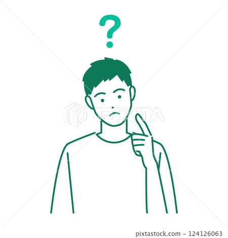 一個年輕人感到懷疑的向量插圖 一個年輕人感到懷疑的向量插圖 124126063