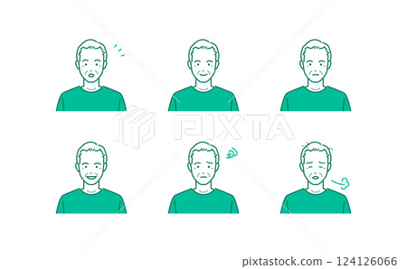 高級男士富有表現力的簡單頭像素材插圖集 124126066