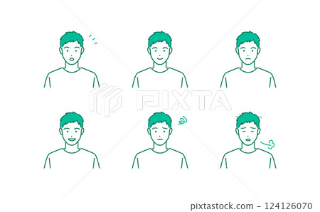 A simple illustration set of expressive young men's avatars 124126070