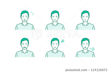 Senior man expressive simple avatar material illustration set 124126072