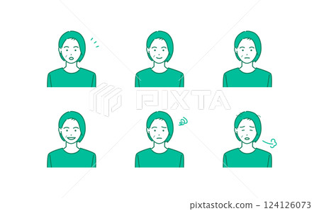 高級女性表現力簡單的頭像素材插圖集 124126073