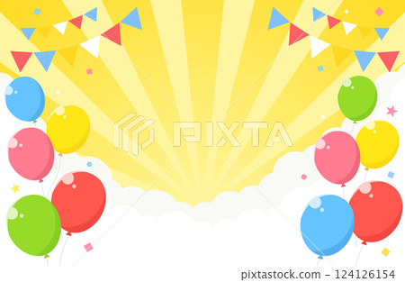 Concentrated line sunburst balloon confetti background illustration Concentrated line sunburst balloon confetti background illustration 124126154