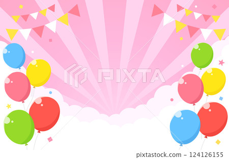 Concentrated line sunburst balloon confetti background illustration Concentrated line sunburst balloon confetti background illustration 124126155