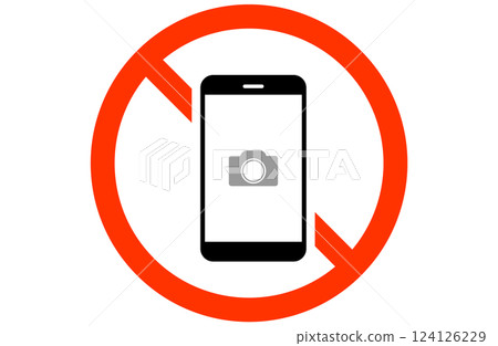 禁止拍照的智慧型手機圖標 禁止拍照的智慧型手機圖標 124126229
