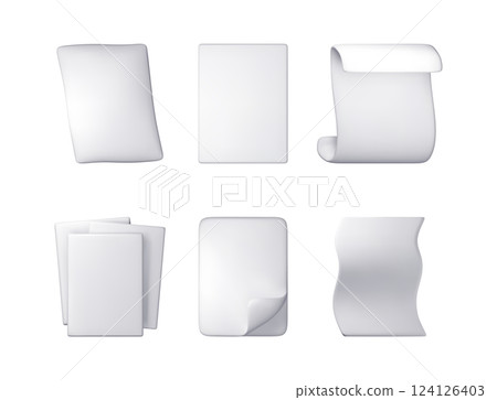 3d set of white blank paper pages isolated 124126403