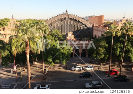 Old railway station facility in Seville, Spain 124126556