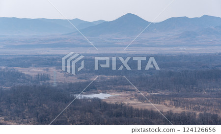 DMZ Korean Demilitarized Zone that separates North and South Korea in Paju, South Korea 124126656