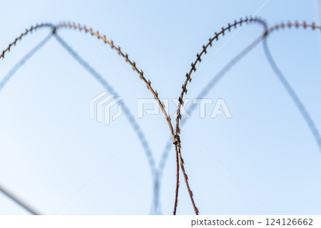Barbwire at the DMZ Korean Demilitarized Zone that separates North and South Korea in Paju, South Korea Barbwire at the DMZ Korean Demilitarized Zone that separates North and South Korea in Paju, South Korea 124126662