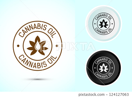 Cannabis oil icon design illustration. CBD cannabidiol sign symbol, Marijuana oil icon, Color black and white Cannabis oil icon design illustration. CBD cannabidiol sign symbol, Marijuana oil icon, Color black and white 124127063