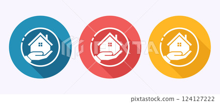 Home care icon design illustration, House care logo icon in shadow button design 124127222