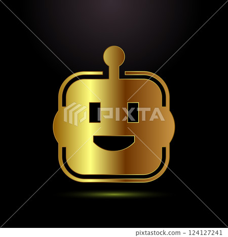 AI assistant icon design illustration. Digital or virtual assistant sign, Robot icon in gold color style AI assistant icon design illustration. Digital or virtual assistant sign, Robot icon in gold color style 124127241