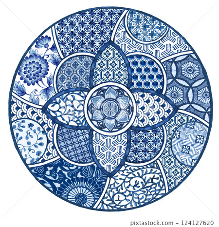 Imari blue and white porcelain Imari blue and white porcelain 124127620
