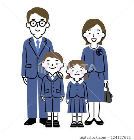 一家四口盛裝打扮 124127651