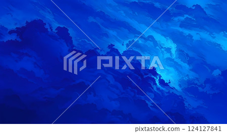 Abstract Digital Painting of Dramatic Blue Clouds with Light Effects 124127841