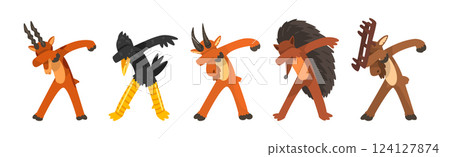 Various Animals Standing in Dub Dancing Pose Vector Set Various Animals Standing in Dub Dancing Pose Vector Set 124127874