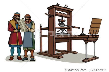 Vector drawing. Vintage printing press 124127993