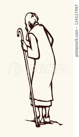 Vector drawing. Jewish man walk 124127997