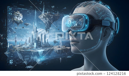 Futuristic Virtual Reality Experience in Digital Metaverse 124128216
