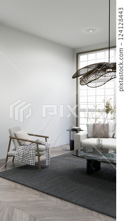 Scene Mini sofa armchair on interior design modern style living room.3D rendering 124128443