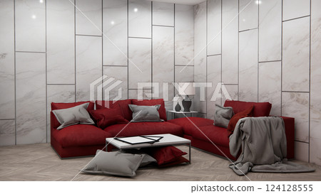 sofa armchair minimalist design muji style.3D rendering sofa armchair minimalist design muji style.3D rendering 124128555