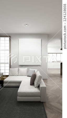 Scene Mini sofa armchair on interior design modern style living room.3D rendering 124128608