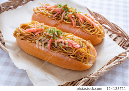 Fried soba bread, side dish bread 124128711