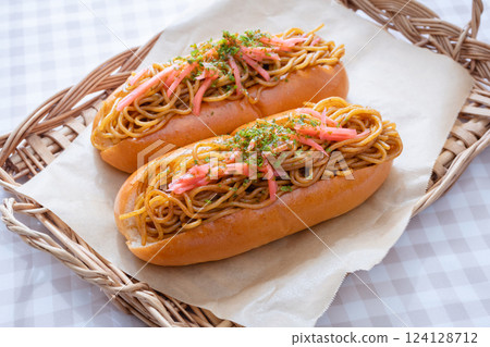 Fried soba bread, side dish bread 124128712