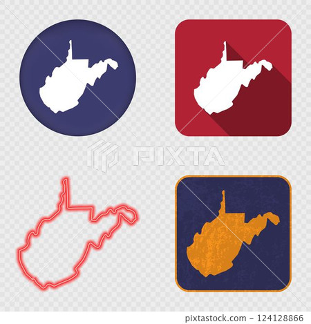 West Virginia State Map Icons Collection 124128866