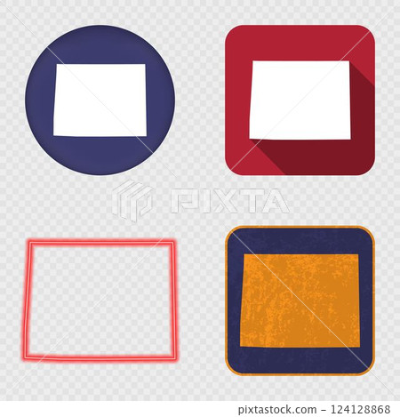 Wyoming State Map Icons Collection 124128868