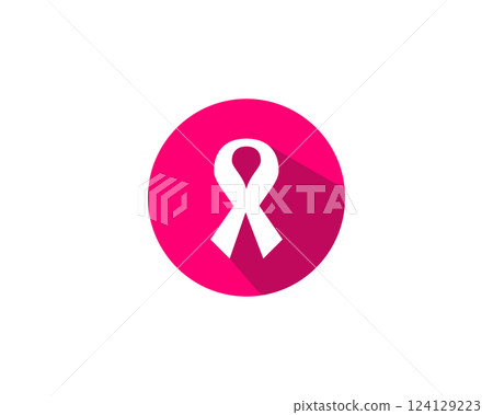 A pink ribbon symbolizes breast cancer awareness logo 124129223