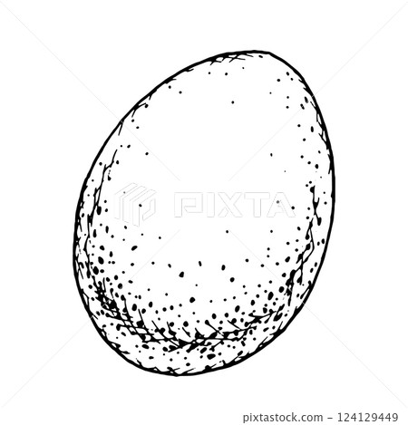 Black and white illustration of a decorative Easter egg, wild or farm bird egg. Perfect for holiday greeting cards, packaging, spring designs, craft projects, holiday decor, invitations, scrapbooking 124129449