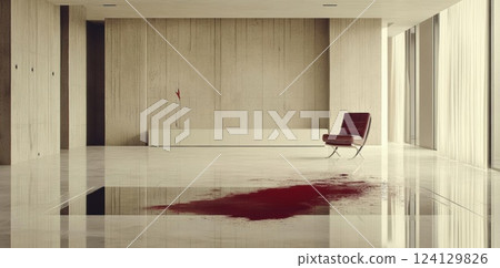 Futuristic Cityscape with Vibrant Buildings and Waterway with Speedboats, Digital Art 124129826