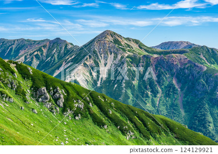 從雙六山眺望鷲羽山、北阿爾卑斯 雙六山、三俁山、蓮華山登山 從雙六山眺望鷲羽山、北阿爾卑斯 雙六山、三俁山、蓮華山登山 124129921
