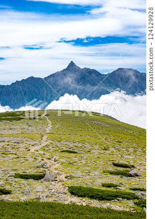 從北阿爾卑斯雙六山頂看到的矢鹿岳 雙六山、三俁蓮華岳攀登 124129928
