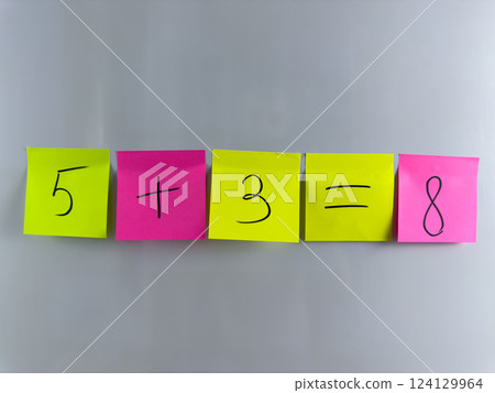 Colored cards with numbers for teaching young children mathematics 124129964