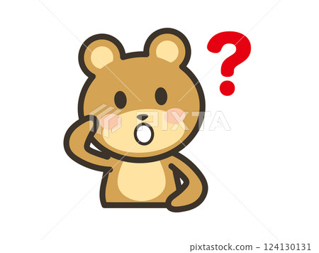 帶有問號的可愛熊的插圖 124130131