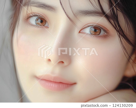 Close-up portrait of a young woman (cosmetics, skin care, cosmetics, beauty, health) Close-up portrait of a young woman (cosmetics, skin care, cosmetics, beauty, health) 124130209