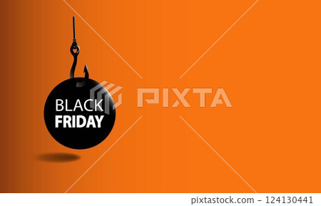 Black friday sale sign on orange background. wide web banner. advertising Black friday sale sign on orange background. wide web banner. advertising 124130441