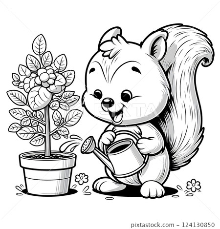 Squirrel Cartoon Coloring Pages 124130850