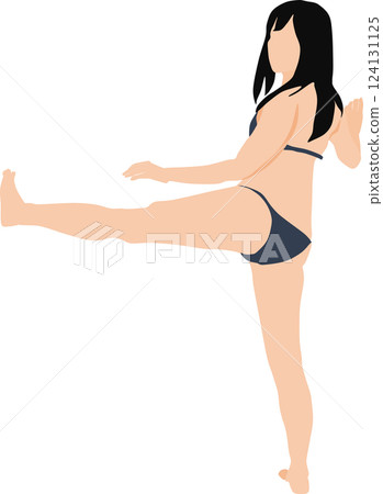Illustration of a woman in a swimsuit posing Illustration of a woman in a swimsuit posing 124131125