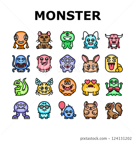 cute monster adorable fluffy icons set vector cute monster adorable fluffy icons set vector 124131202