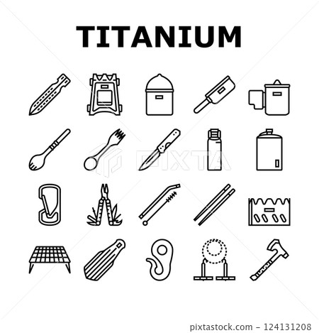 titanium lightweight accessories icons set vector titanium lightweight accessories icons set vector 124131208