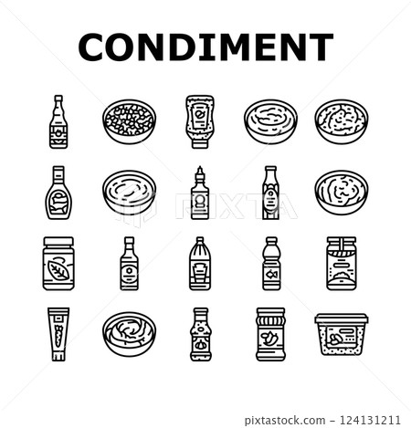 condiment ketchup mustard icons set vector 124131211