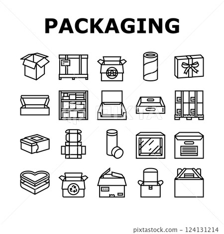 cardboard packaging recycling icons set vector cardboard packaging recycling icons set vector 124131214